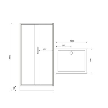 LIVENO Душевая кабина с поддоном КP-DORIS-15-100x80-T